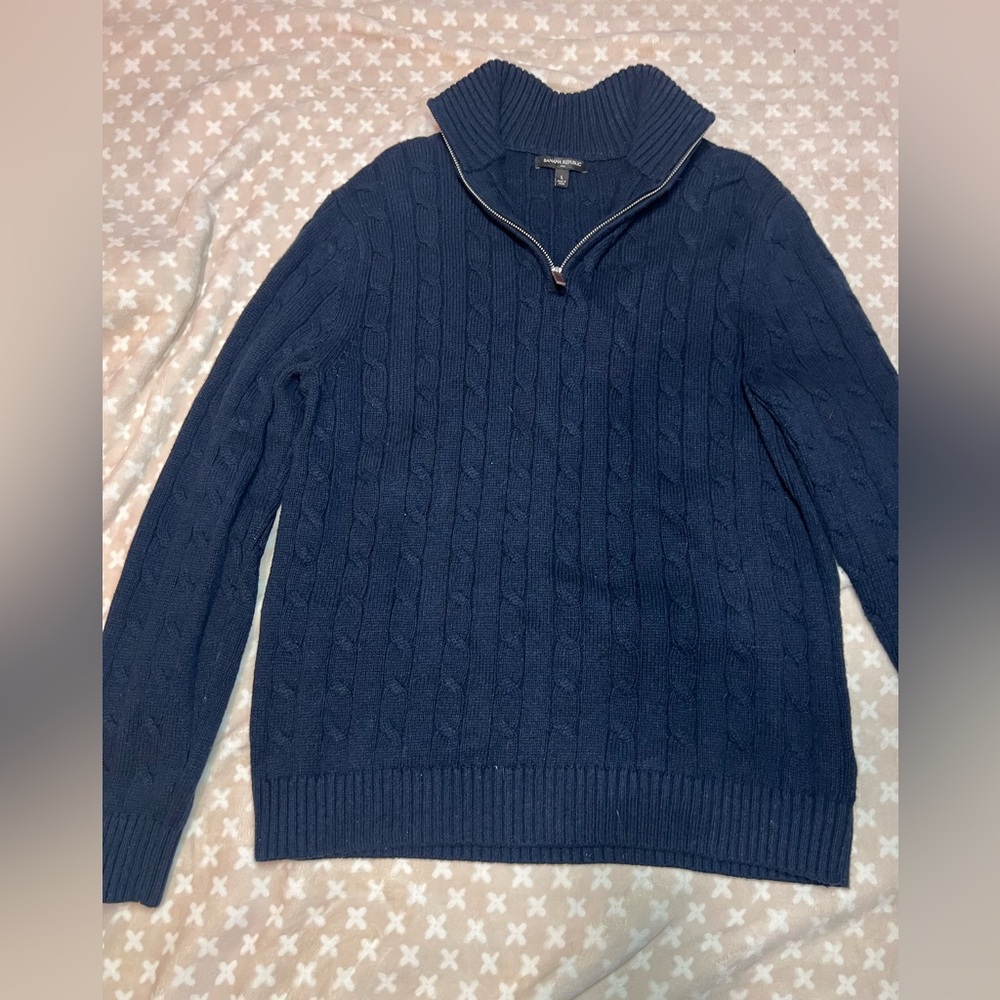 Banana Republic Men's Dark Blue Turtleneck Sweater